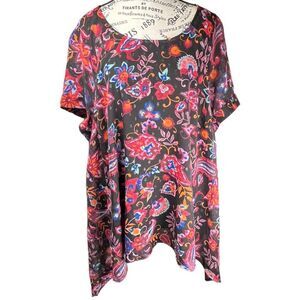 Estelle Chiffon Blouse Top Boho Floral Print Lined Women's 2X/20W NWT MSRP $98